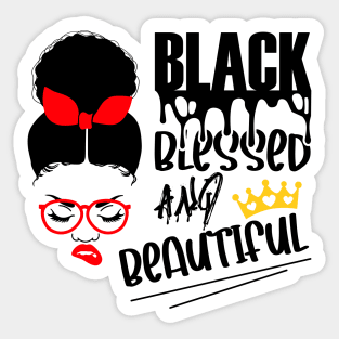 Black American Woman. Black Blessed And Beautirful. Afro American Art Sticker